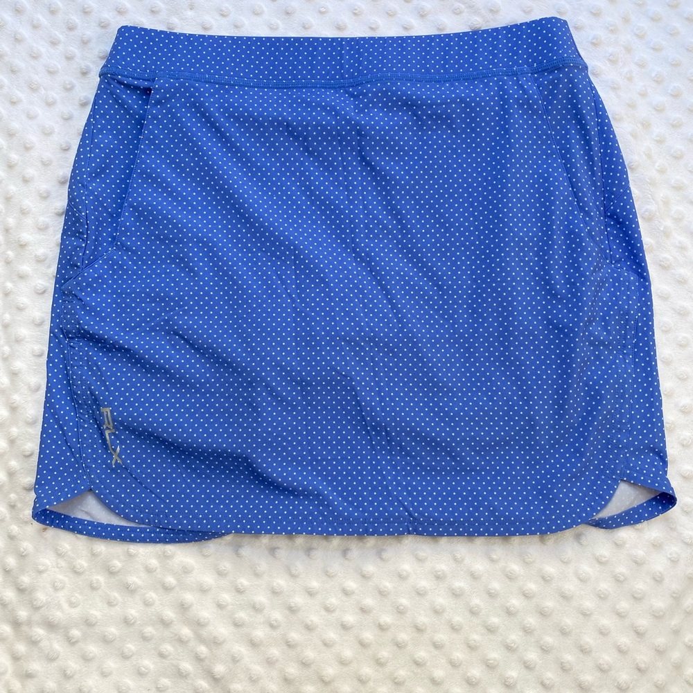 Ralph Lauren Sport, golf or tennis stretch skirt, sz medium, blue w/ white dots